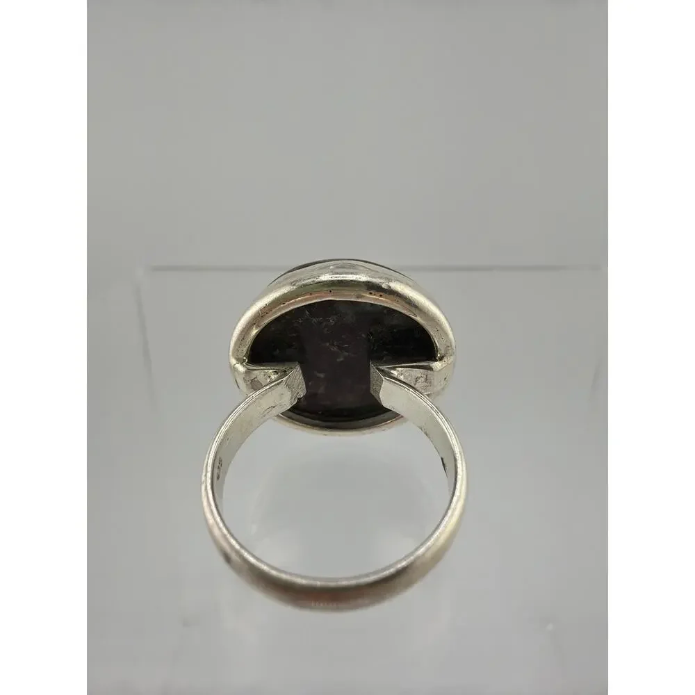 Deep Red Eudialyte 925 Sterling Silver Statement Ring Size 7